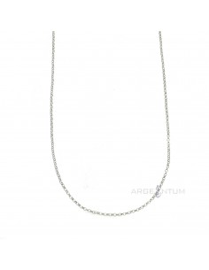 White gold plated diamond rolo chain in 925 silver (90 cm)