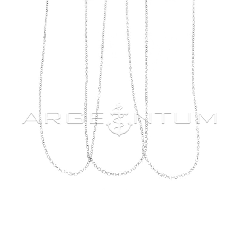 White gold plated diamond rolled chain in 925 silver (50 cm) (3 pcs.)