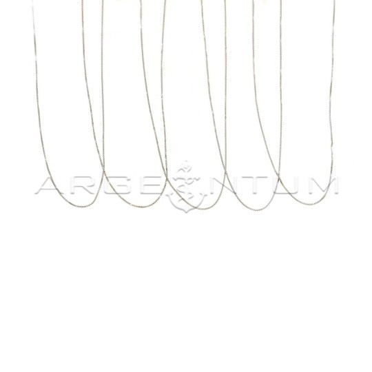 0,6 mm white gold plated venetian chain in 925 silver (45 cm) (5 pcs.)