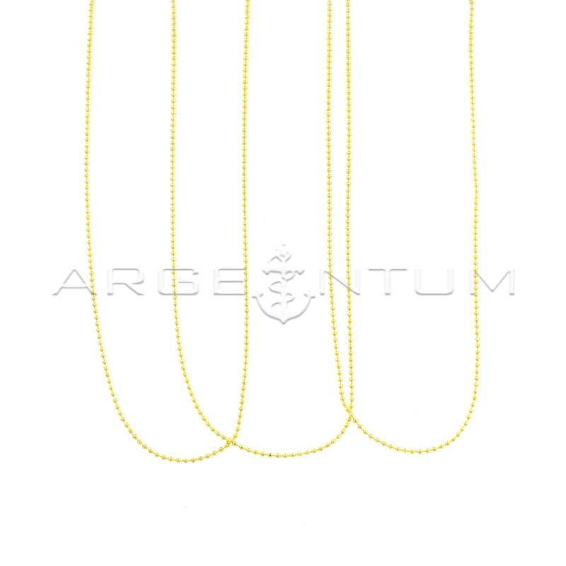 Catenine pallina diamantata da 1,2 mm placcate oro giallo in argento 925 (40 cm) (3 pz.)