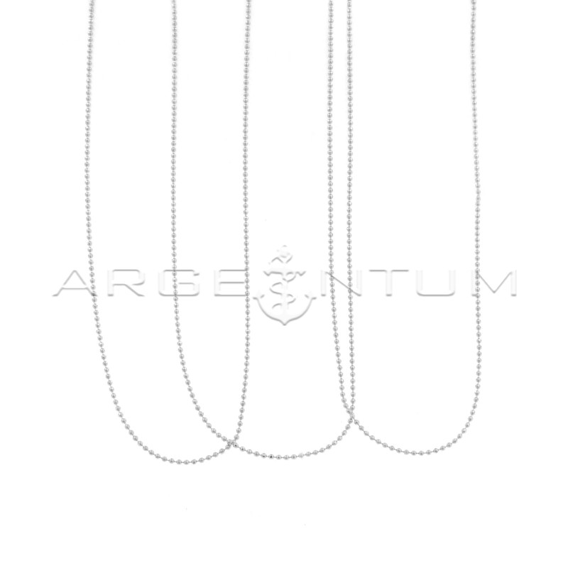 Catenine pallina diamantata da 1,2 mm placcate oro bianco in argento 925 (45 cm) (3 pz.)