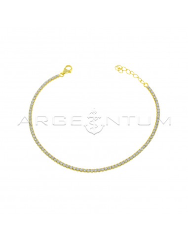 Tennis bracelet with 1.75 mm white zircons and 925 silver yellow gold plated lobster clasp