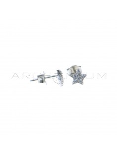 Star lobe earrings in white gold-plated white cubic zirconia in 925 silver