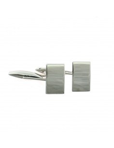 Rounded rectangular cufflinks in white gold plated 925 silver