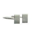 Rounded rectangular cufflinks in white gold plated 925 silver