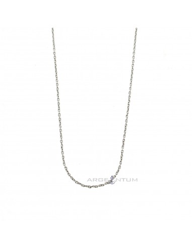 925 silver white gold plated forced link chain (60 cm)