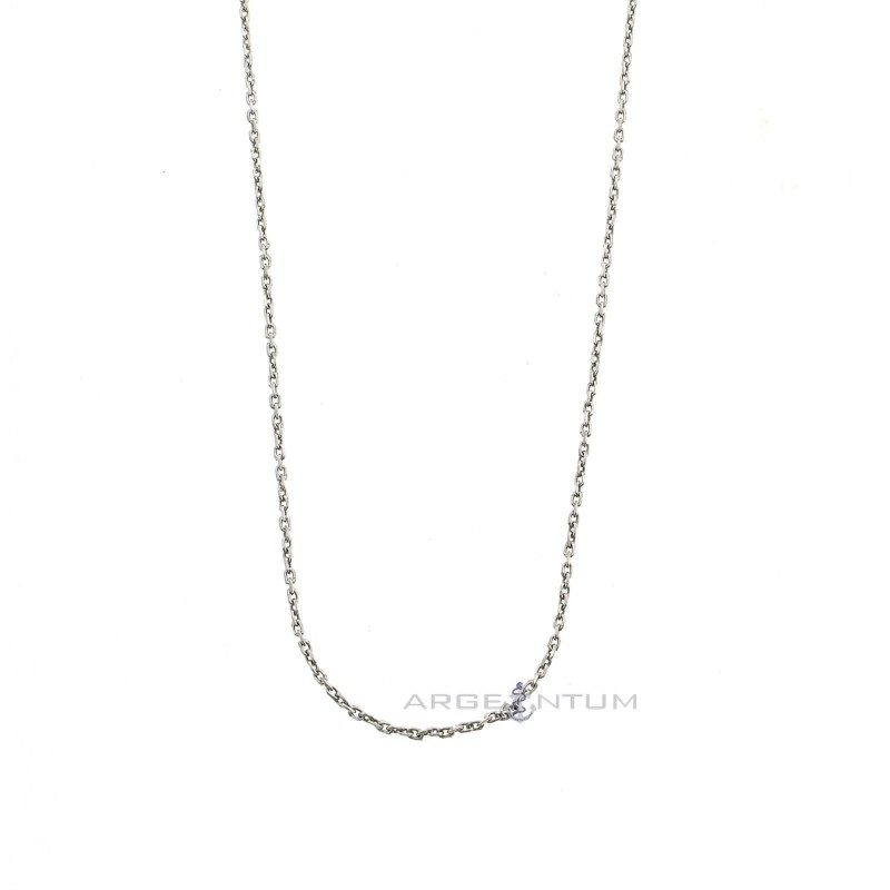 925 silver white gold plated forced link chain (60 cm)