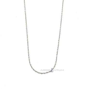 925 silver white gold plated forced link chain (80 cm)
