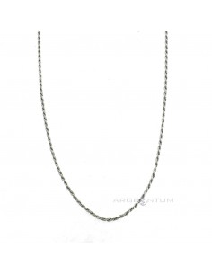 1.5 mm rope link chain. white gold plated 925 silver (40 cm)