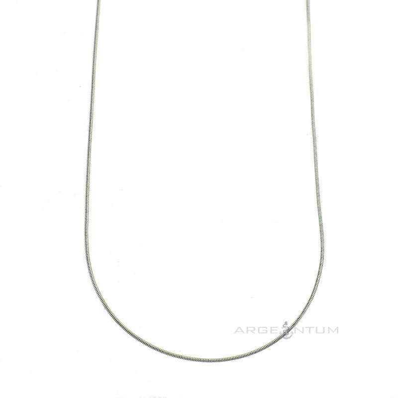White gold plated 1 mm mouse tail chain in 925 silver (50 cm)