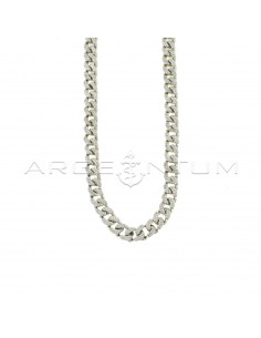 White zircon gumette necklace with white zirconia pave snap closure in 925 silver