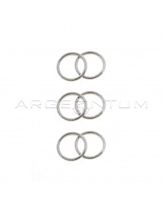White gold plated tubular barrel hoop earrings with concealed clasp in 925 silver (3 pairs)
