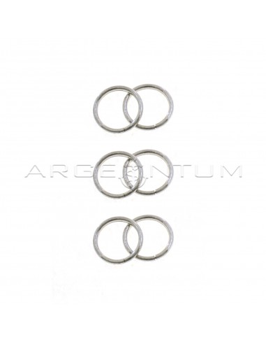 White gold plated tubular barrel hoop earrings with concealed clasp in 925 silver (3 pairs)