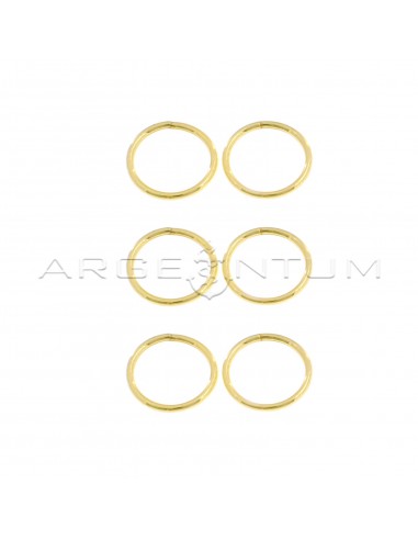 Orecchini cerchio a scomparsa da ø 12 mm placcati oro giallo in argento 925 (3 coppie)