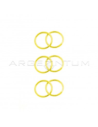 Yellow gold plated tubular barrel hoop earrings with concealed clasp in 925 silver (3 pairs)