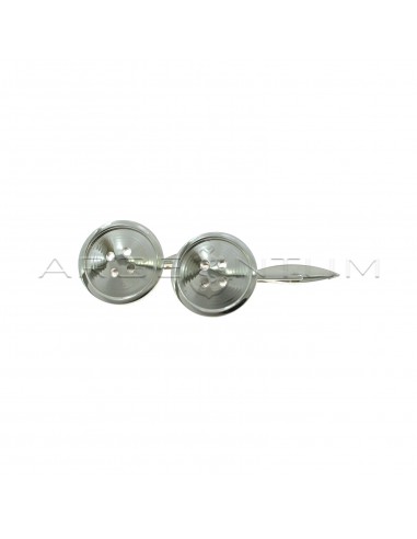 White gold plated button cufflinks in 925 silver
