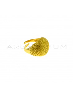 Anello mignolo regolabile a scudo tondo puntinato con gambo semipuntinato placcato oro giallo in argento 925
