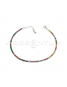 White gold plated tennis bracelet with 2 mm multicolor zircons in 925 silver