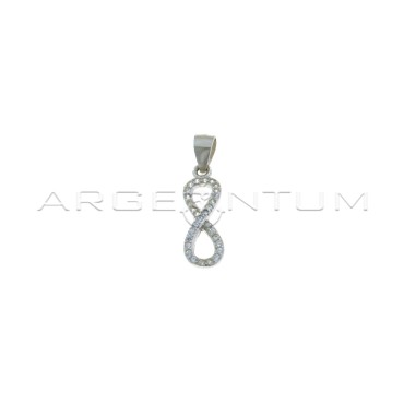 Ciondolo infinito zirconato bianco placcato oro bianco in argento 925