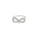 Adjustable ring with central infinity white zircon plated white gold in 925 silver