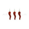 Red enamel horn pendants 26 × 6 mm white gold plated in 925 silver (3 pcs.)