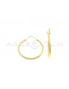 Cross-cut diamond hoop earrings ø 30 mm yellow gold plated in 925 silver