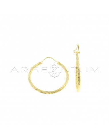 Cross-cut diamond hoop earrings ø 30 mm yellow gold plated in 925 silver