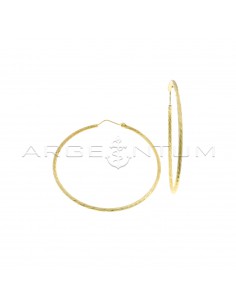 Cross-cut diamond hoop earrings ø 55 mm yellow gold plated in 925 silver
