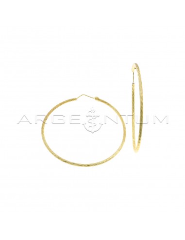 Orecchini a cerchio diamantati trasversali ø 55 mm placcati oro giallo in argento 925