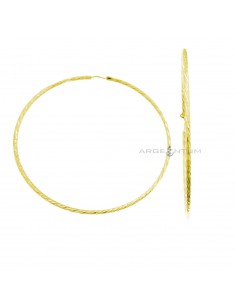 Orecchini cerchio diamantato trasversale ø 75 mm. placcati oro giallo in argento 925