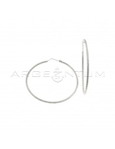 Cross-cut diamond hoop earrings ø 55 mm white gold plated in 925 silver