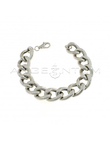 White gold plated 16 mm curb mesh bracelet in 925 silver