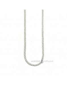 White gold plated 3 mm flat curb link necklace in 925 silver (50 cm)