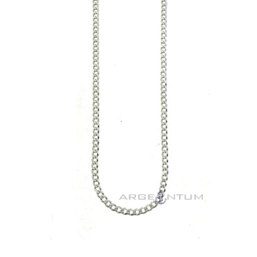 White gold plated 3 mm flat curb link necklace in 925 silver (50 cm)