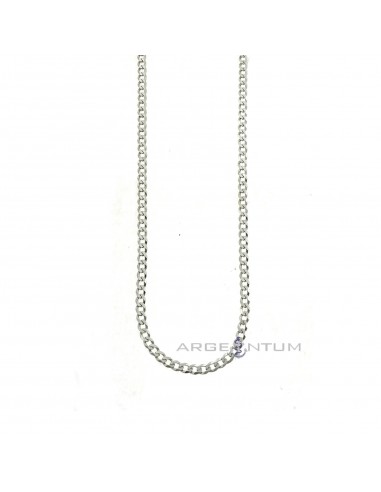 White gold plated 3 mm flat curb link necklace in 925 silver (50 cm)