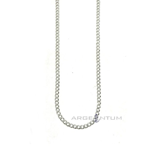 White gold plated 3 mm flat curb link necklace in 925 silver (50 cm)