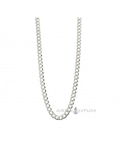 White gold plated 4 mm flat curb link necklace in 925 silver (50 cm)