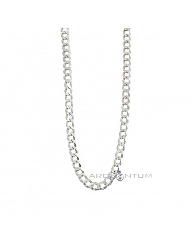 White gold plated 5 mm flat curb link necklace in 925 silver (45 cm)