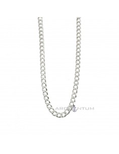 White gold plated 5 mm flat curb link necklace in 925 silver (50 cm)