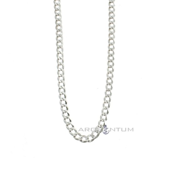White gold plated 5 mm flat curb link necklace in 925 silver (60 cm)