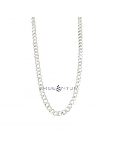 White gold plated 6 mm flat curb link necklace in 925 silver (50 cm)