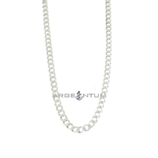 Collana maglia grumetta piatta da 6 mm placcata oro bianco in argento 925 (50 cm)