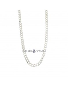 White gold plated 6 mm flat curb link necklace in 925 silver (60 cm)