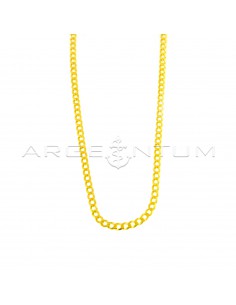 Yellow gold plated 4 mm flat curb link necklace in 925 silver (60 cm)