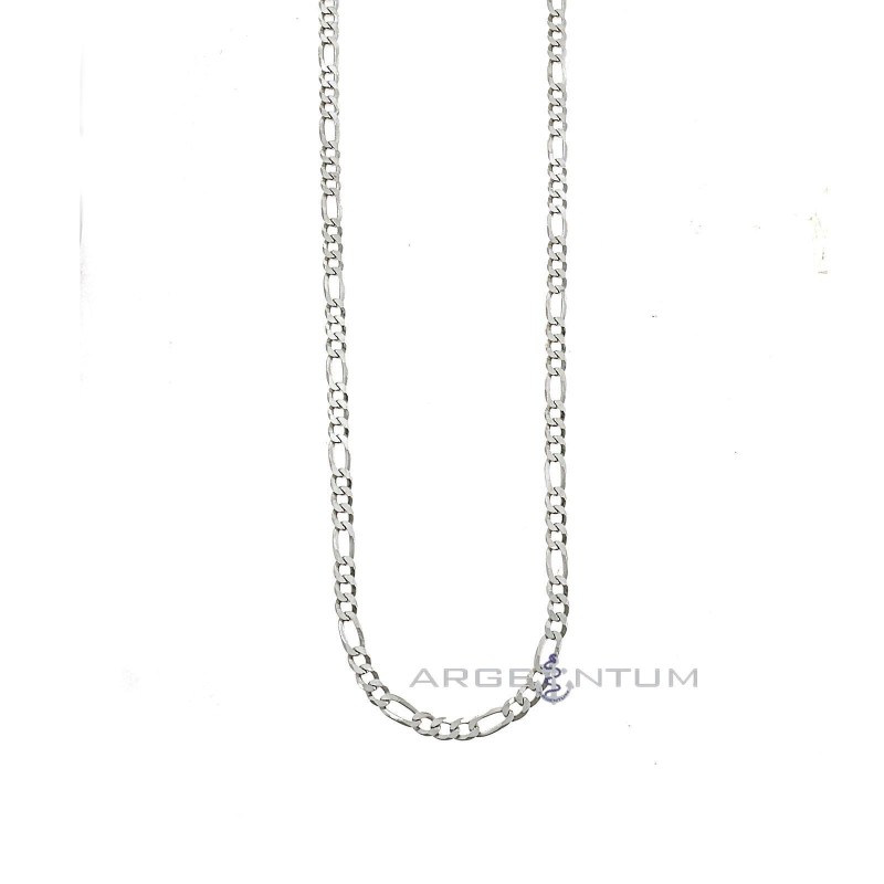 Collana maglia 3 1 da 3 mm placcata oro bianco in argento 925 (60 cm)