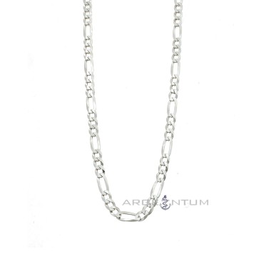Collana maglia 3 1 da 4 mm placcata oro bianco in argento 925 (60 cm)