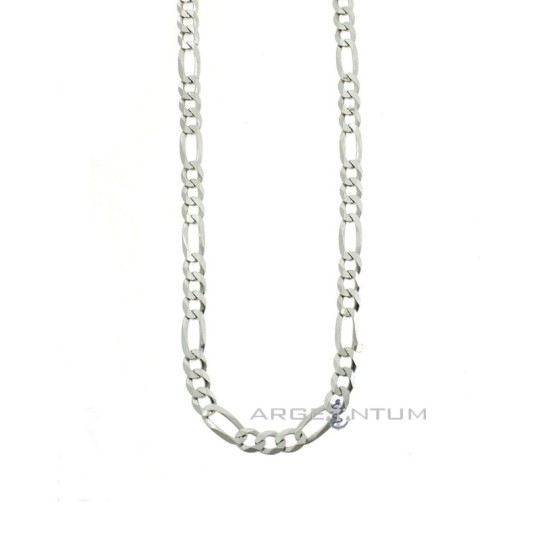 Collana maglia 3 1 da 5 mm placcata oro bianco in argento 925 (60 cm)
