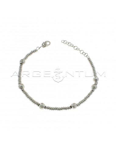 White gold plated bracelet with hammered spheres in 925 silver