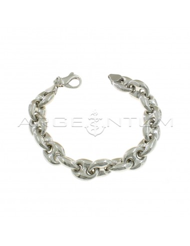 White gold plated 12 mm marine mesh bracelet in 925 silver