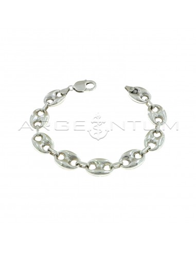 White gold plated 13 mm marine mesh bracelet in 925 silver